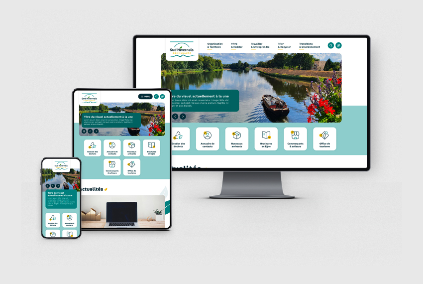 Présentation responsive du site internet de Sud Nivernais Communauté