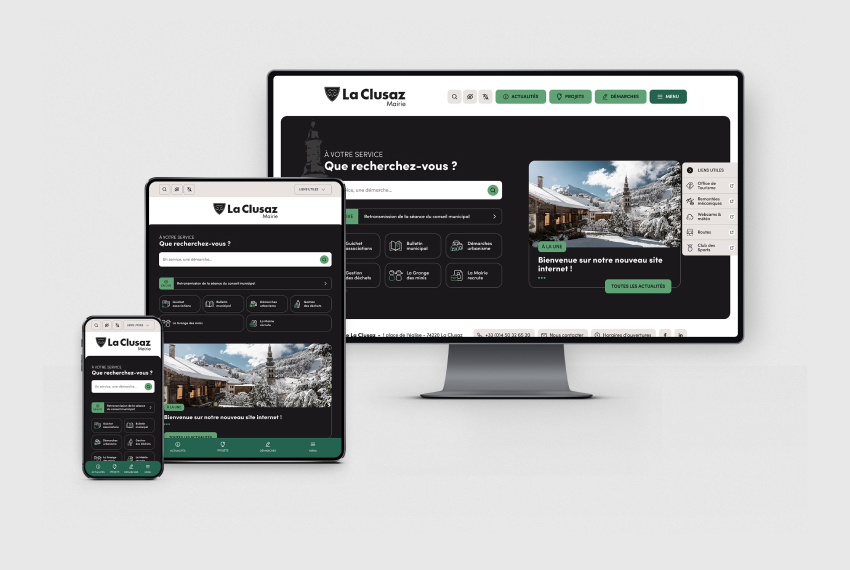 Présentation responsive du site internet de la mairie de La Clusaz